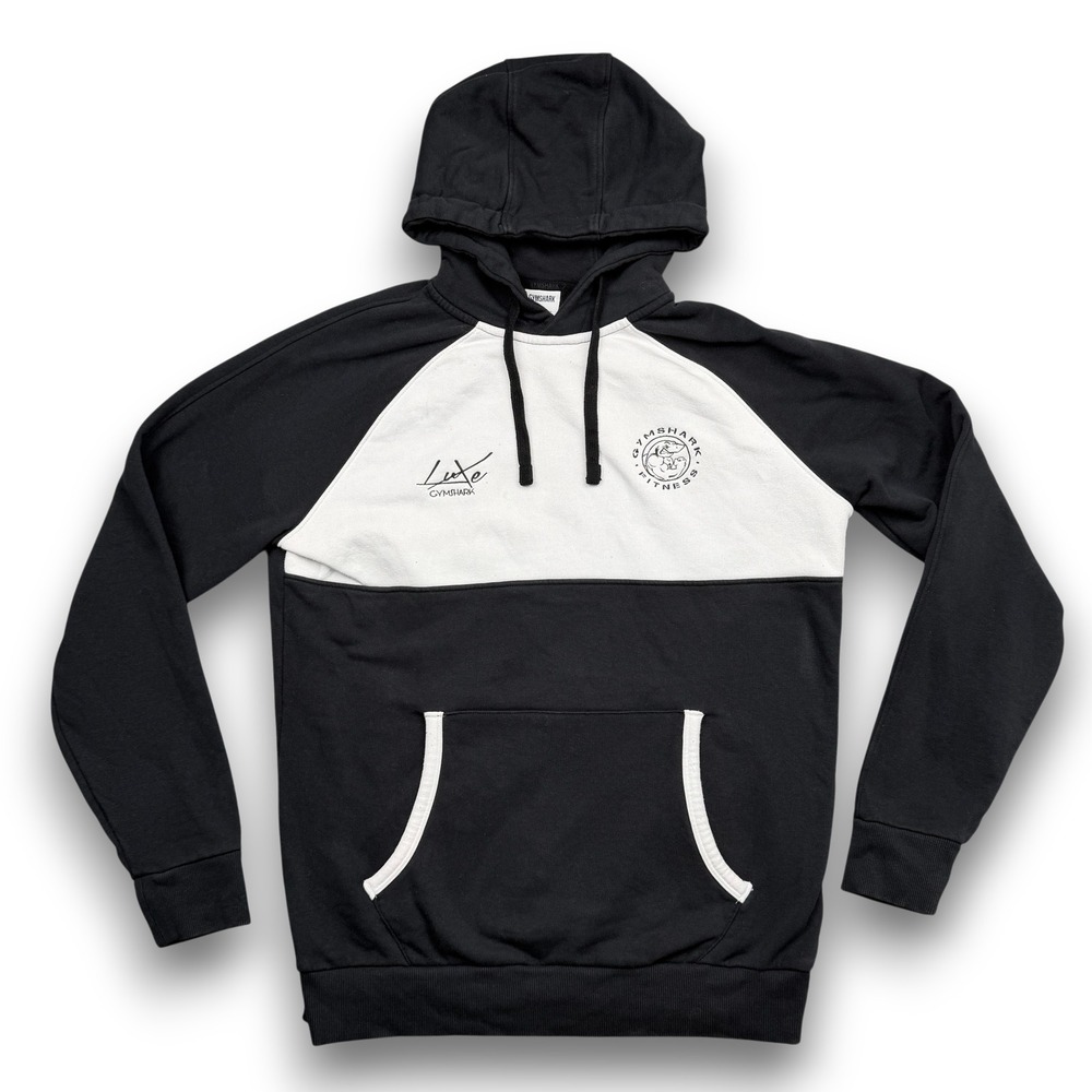 Gymshark Luxe Collection Hoodie Mens L Black White Colorblock Fitness Pullover